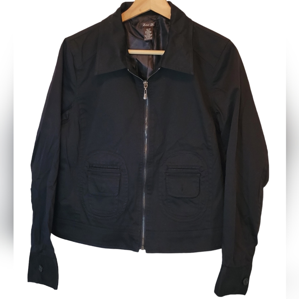 Zoe D. Women's Black Zip Up Blazer Jacket Size 12